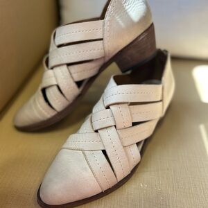 Frye Cream Ray Haurache Leather Woven Ankle Booties for Women